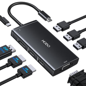 HODO dock front view showing ports and compact design for tidy desks