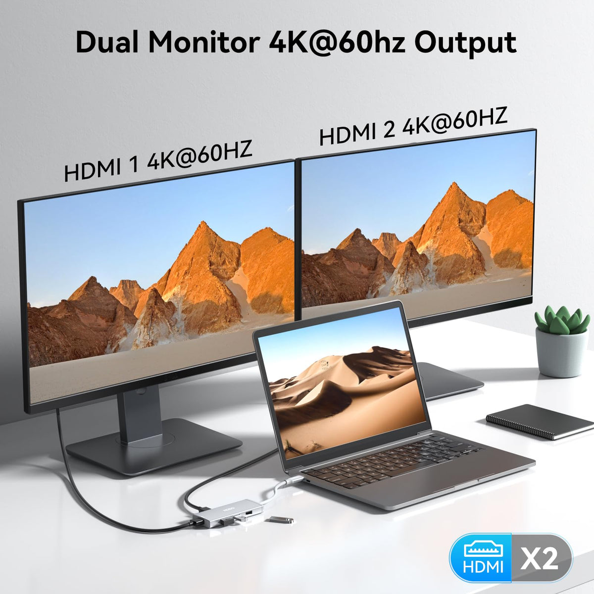 HODO connected to HDMI cable showing secure video connection and sharp 4K output