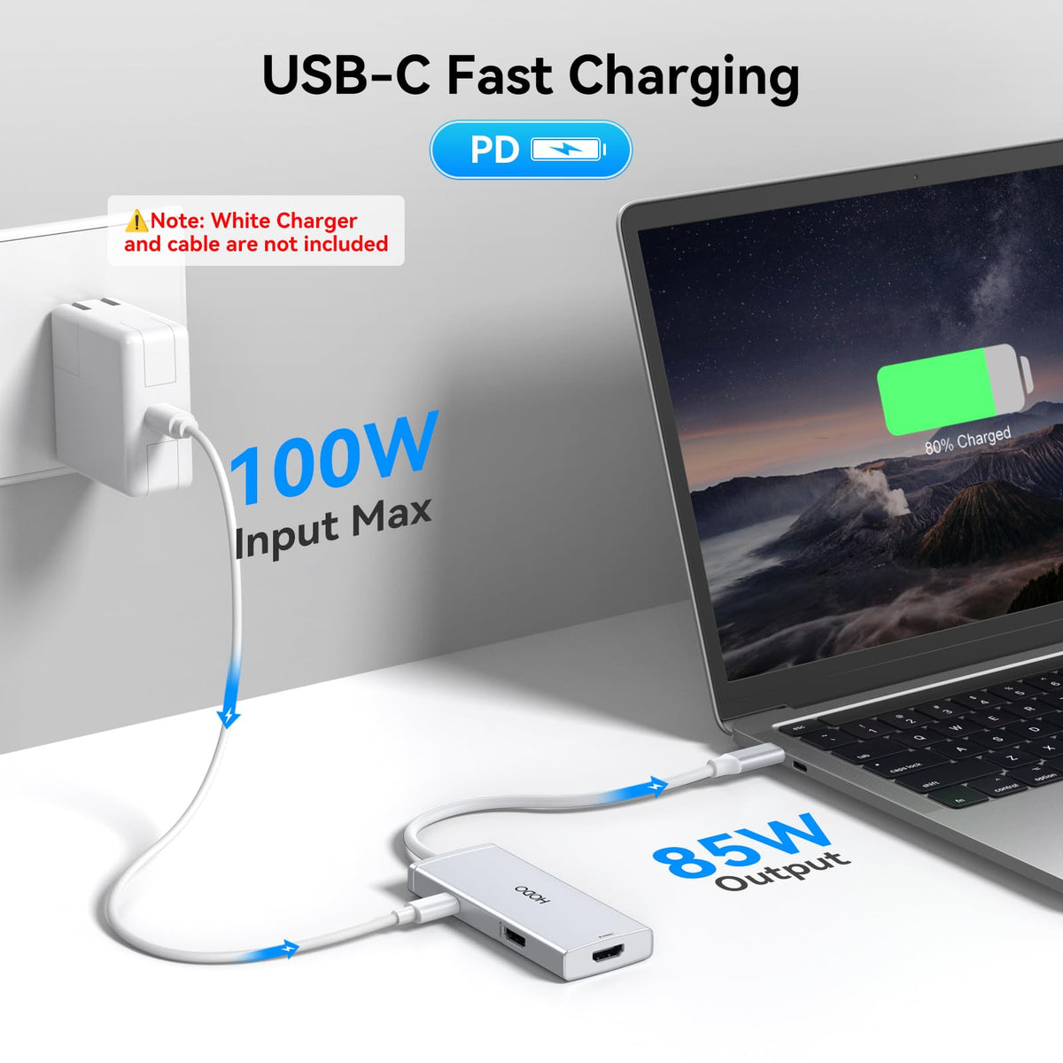 HODO next to laptop showing size comparison and easy portability for travel