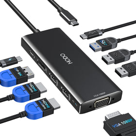 HODO front view of docking station showing all ports and compact design benefit