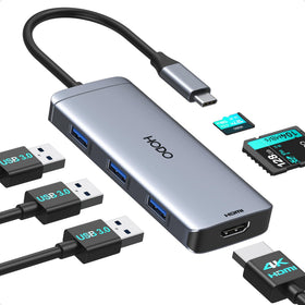 HODO hub front view showing ports and sleek aluminum body for compact connectivity