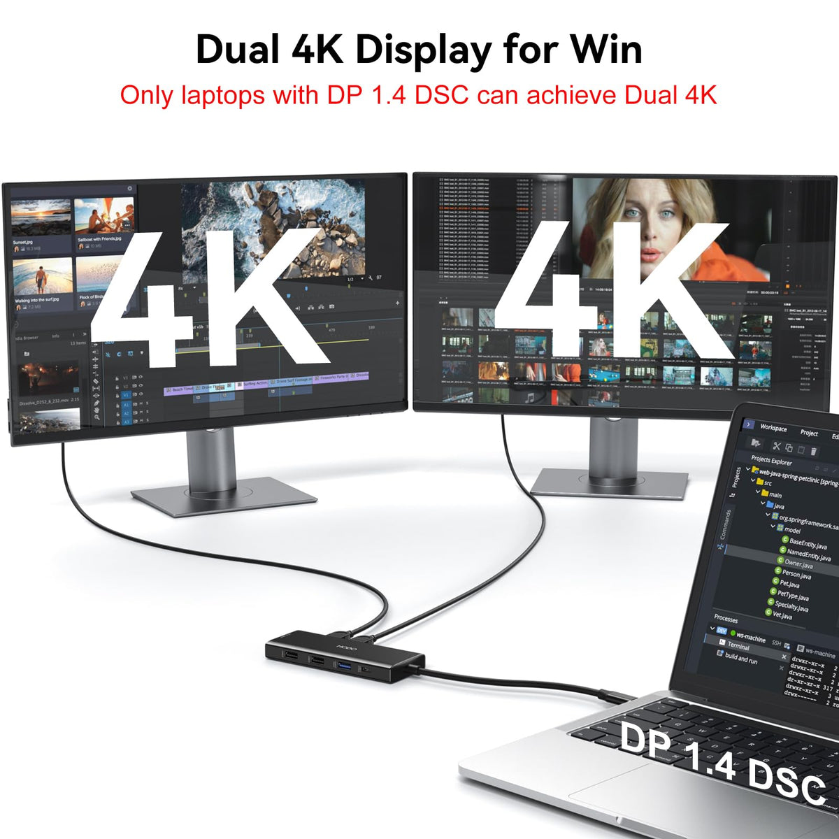 HODO powering three monitors from a laptop for expanded desktop productivity