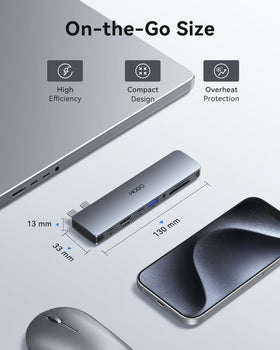 HODO USB-C hub case-friendly design keeps MagSafe port accessible.