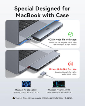 HODO USB-C hub PD 100W supports fast charging for MacBook during use.