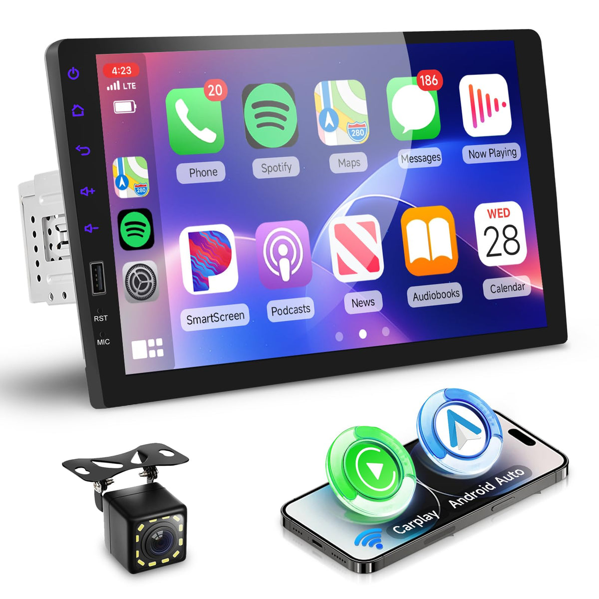 Hodozzy 9-inch IPS display for clear navigation and immersive media on the go.