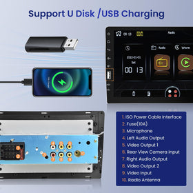 Hodozzy 9-inch touch screen with seven color backlighting for easy visibility