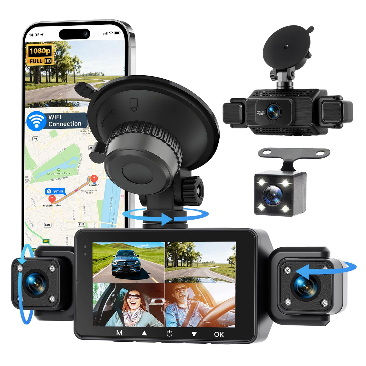 hodozzy front camera mounted on windshield with clear road capture benefit