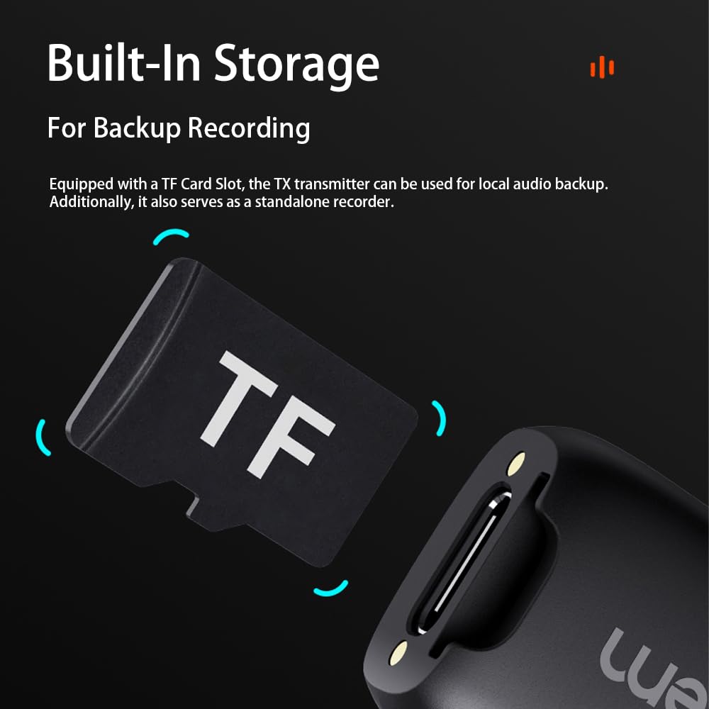 Hohem MIC-01 built-in TF card slot for backup recording on the go.