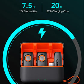 Hohem MIC-01 long battery life with charging case for all-day use.