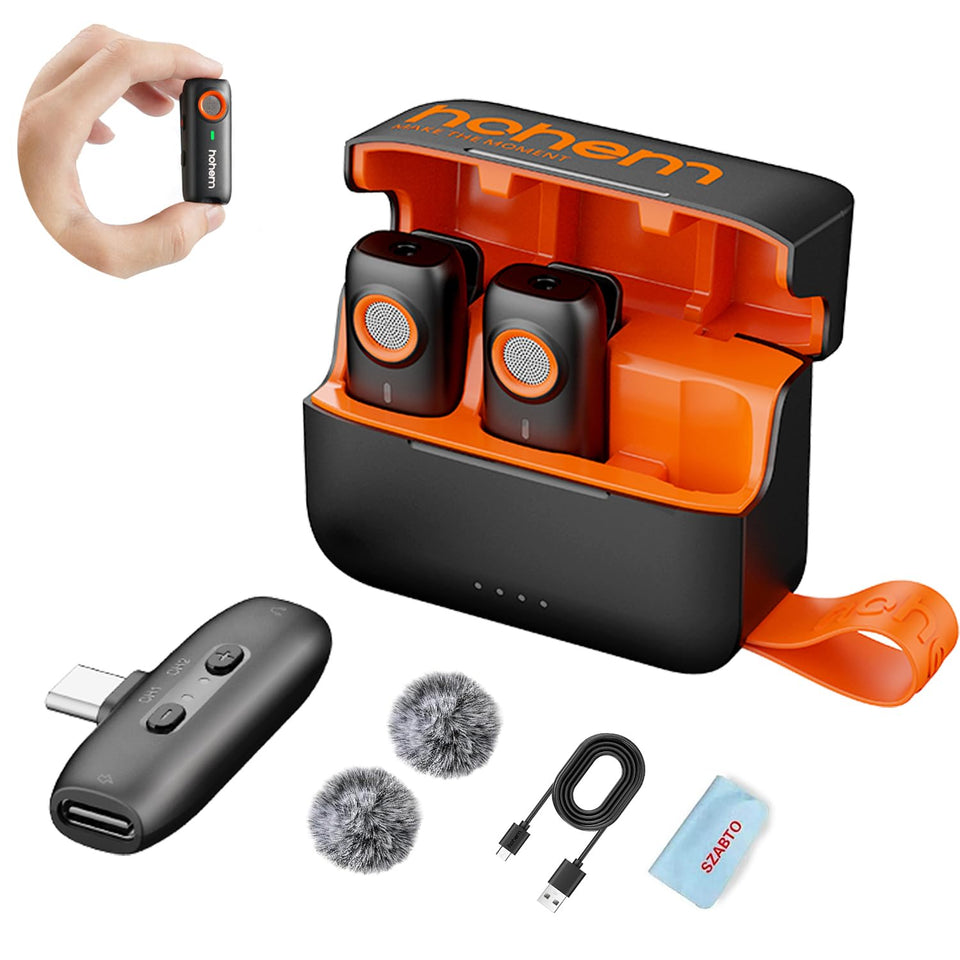 Hohem MIC-01 wireless lavalier microphone clip for hands-free filming.