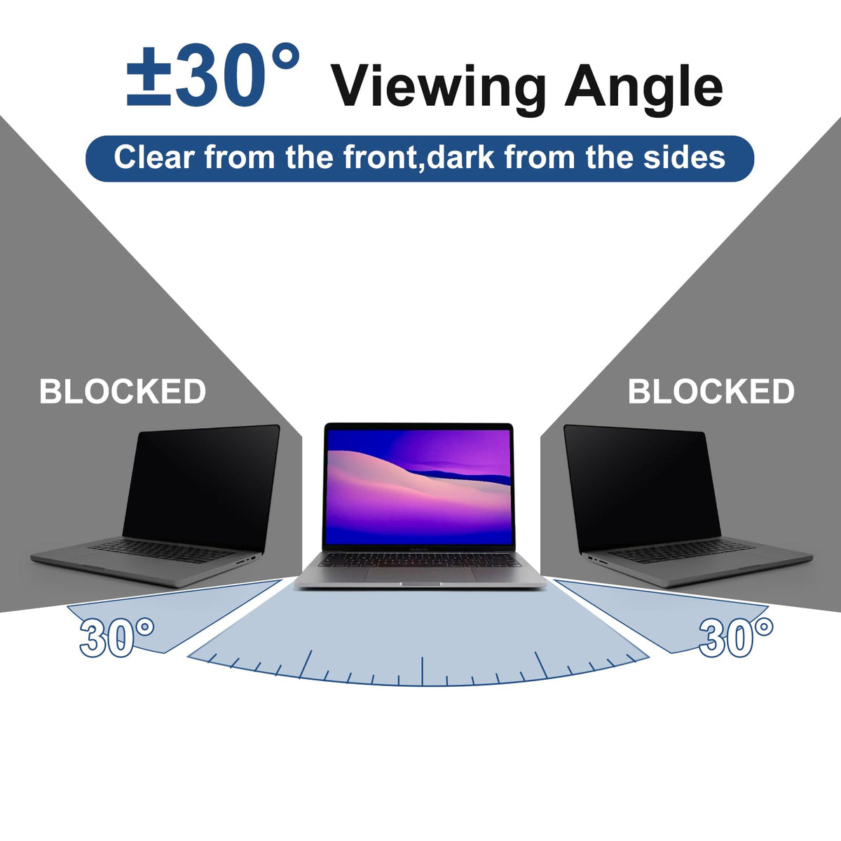 Hoktods magnetic privacy screen attachment securing the MacBook Air screen.