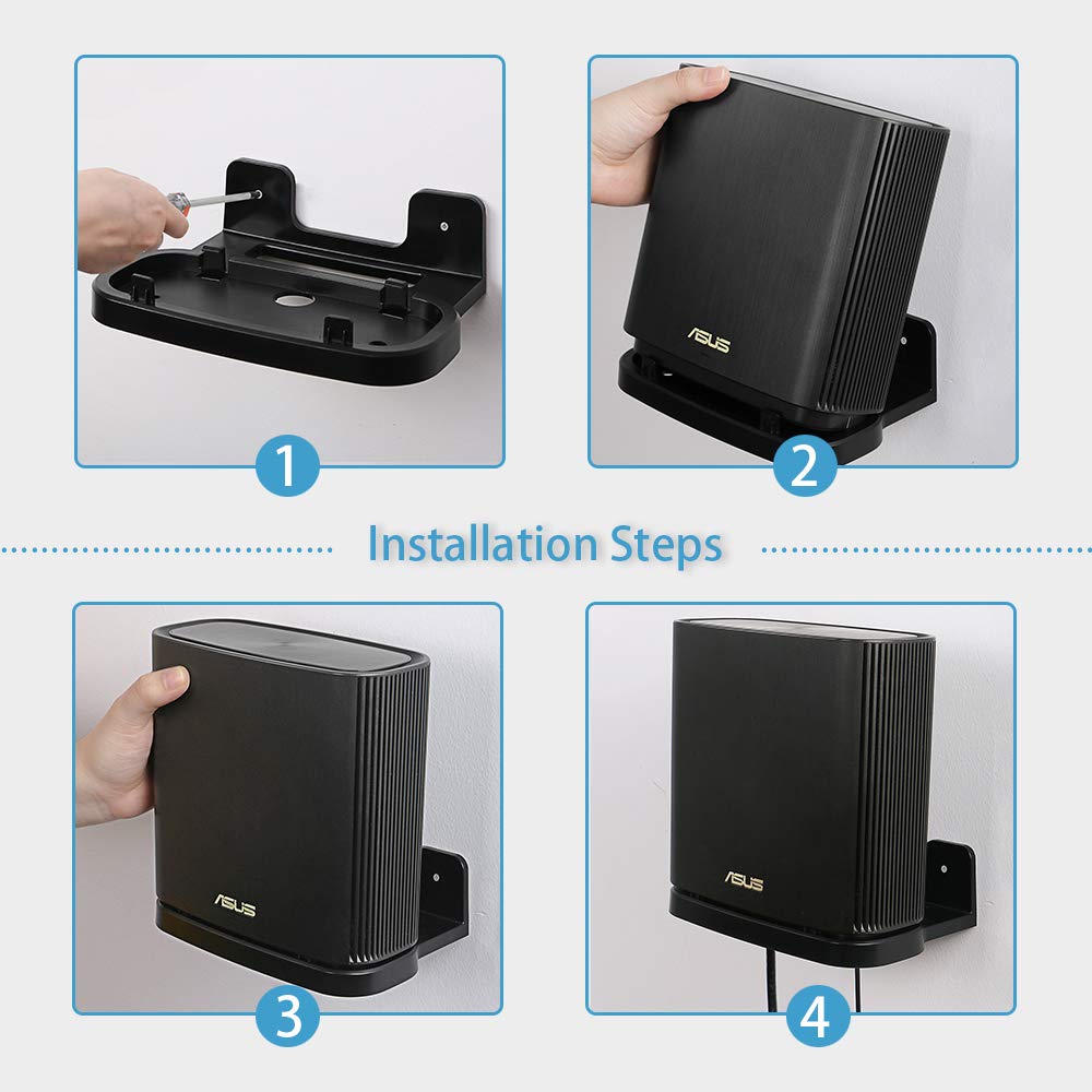 HOLACA CT8 wall mount bracket for ASUS ZenWiFi, black finish.