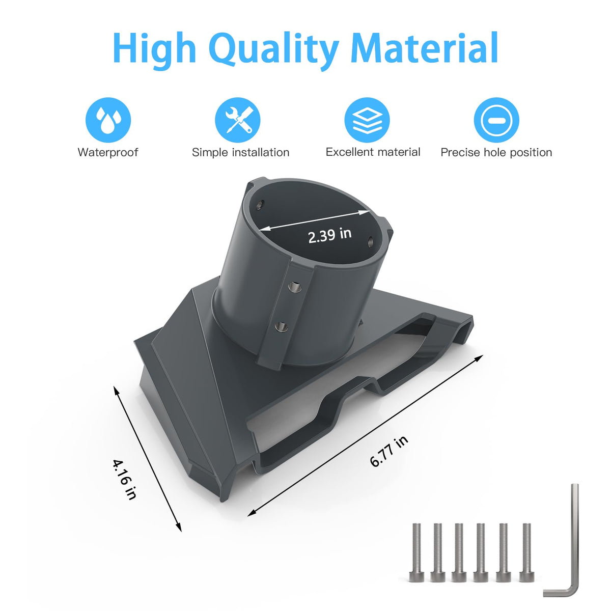 HOLACA Starlink Mini Pipe Adapter close-up shows durable aluminum alloy construction.