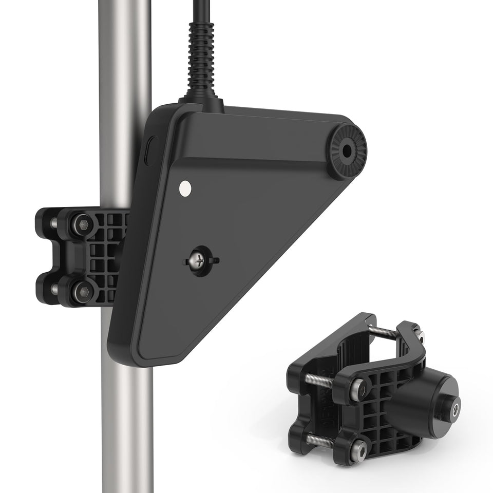 HOLACA transducer mount clip provides quick, secure pole attachment.