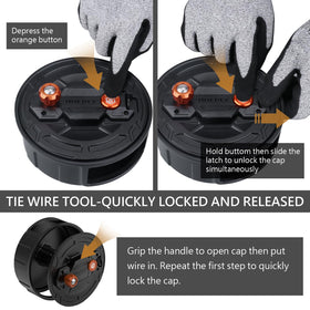 Holdly close-up of quick-lock mechanism preventing wire payout for safer work
