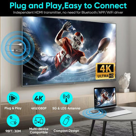 HOLEPLUS in use streaming from laptop to HDTV for presentations and media playback