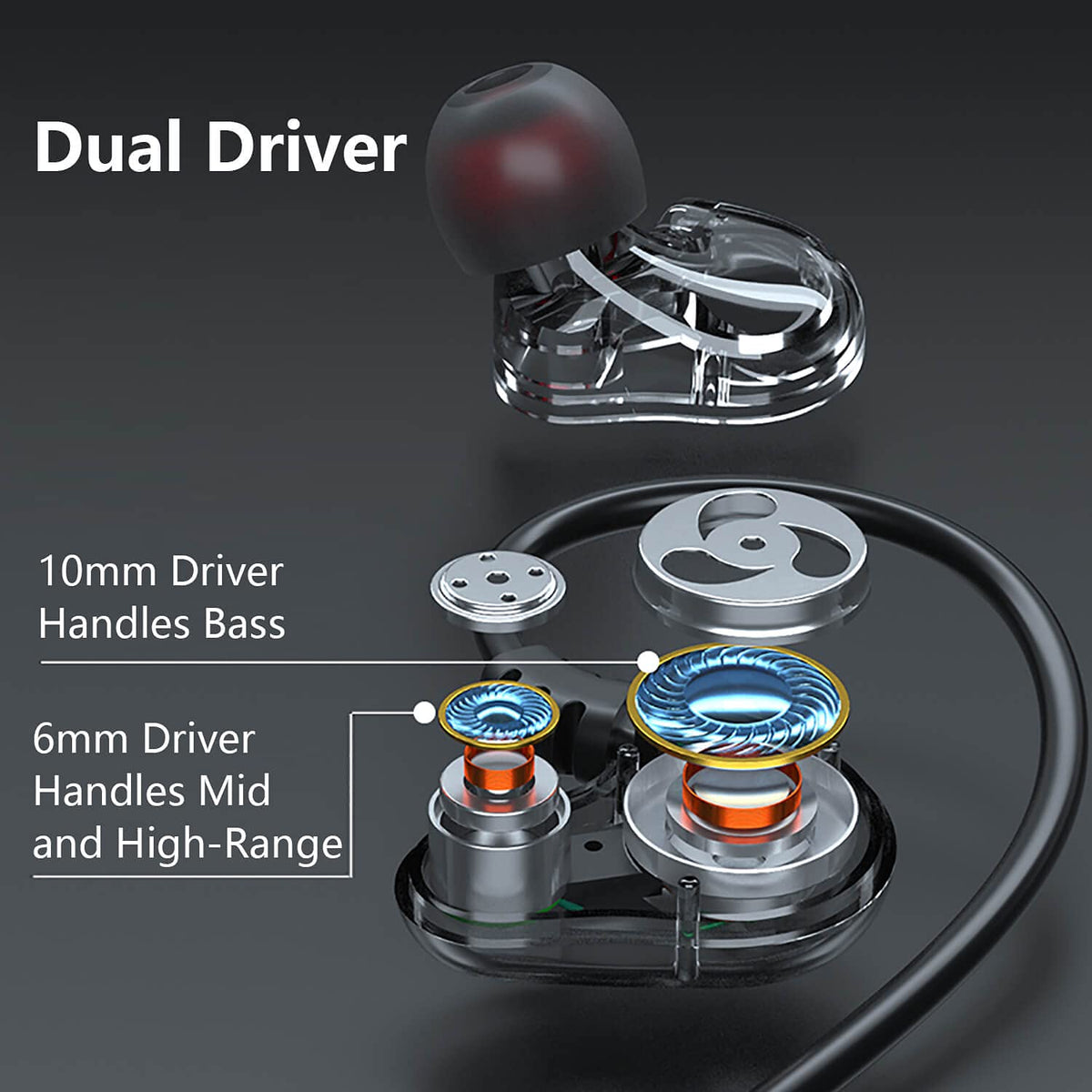 Holiper earbuds built-in microphone highlights hands-free calling.