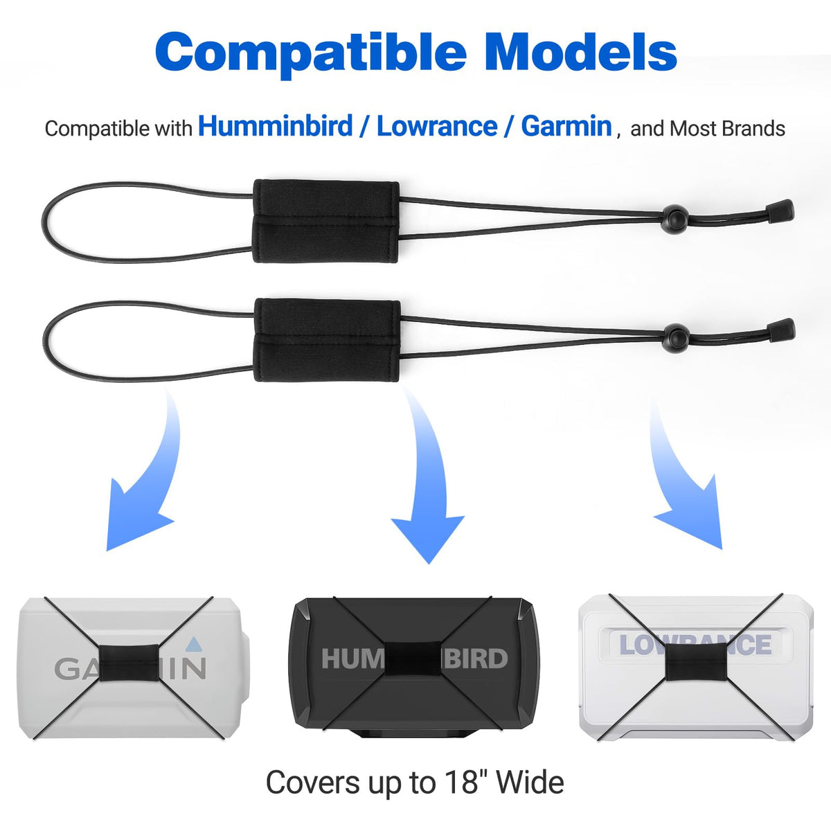 HolyMaji two-pack adjustable bungee straps for fishing graph covers on boats.