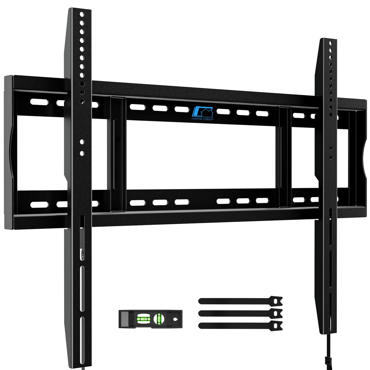 HOME VISION packaged mount front view showing sturdiness and included hardware