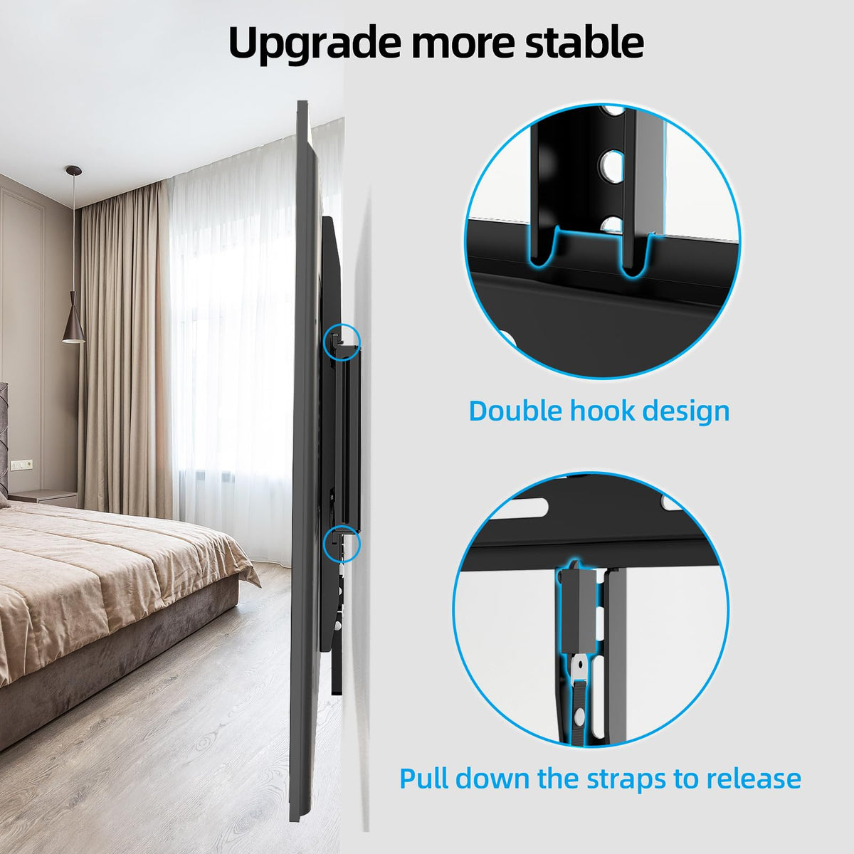 HOME VISION mount installed on a wood stud demonstrating secure attachment