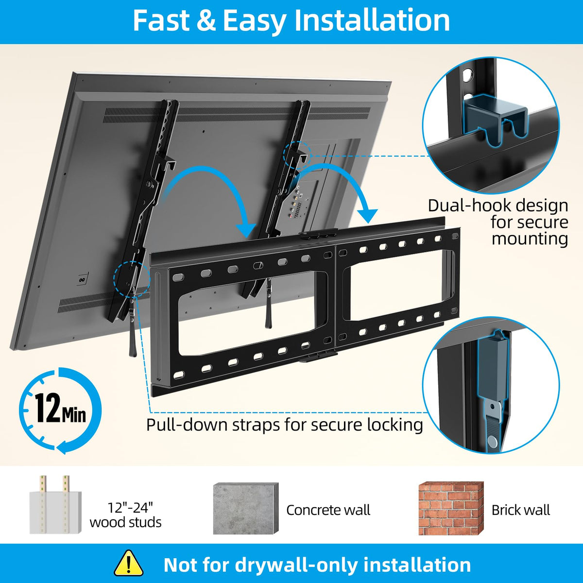 HOME VISION HV9601 anchored to wood stud demonstrating secure installation options
