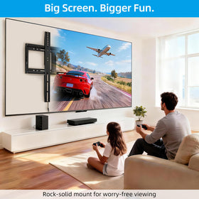 HOME VISION mounted TV in living room demonstrating sleek, space-saving look