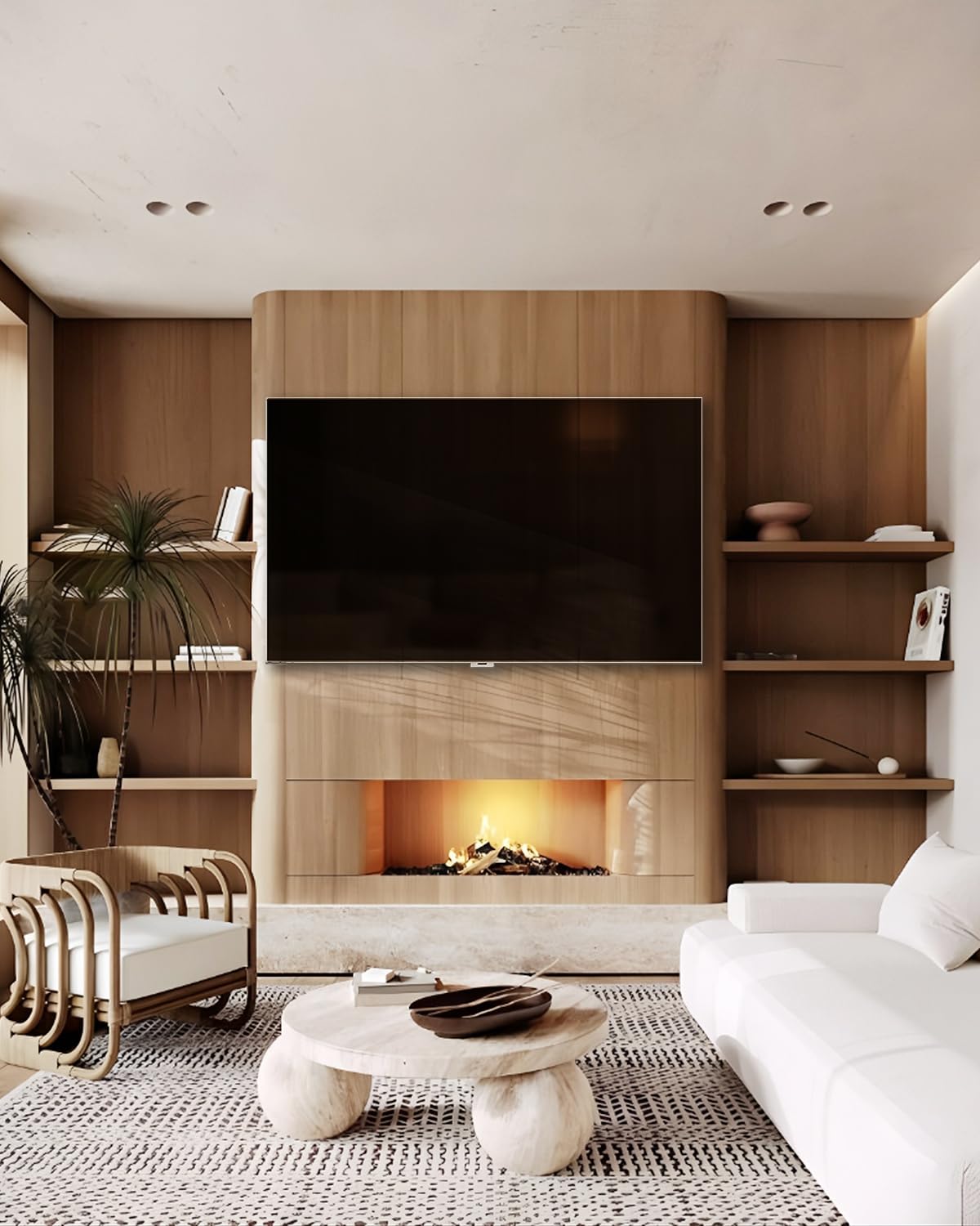 HOME VISION installed TV in living room showing sleek low-profile aesthetic