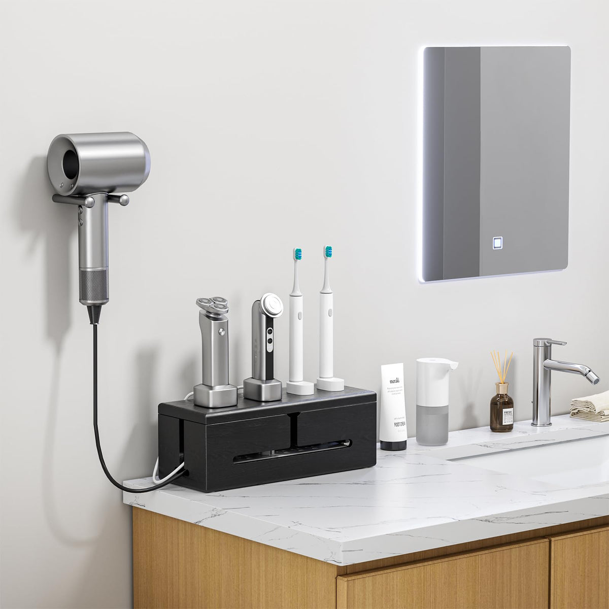 HomeBliss side view of cable exit ports, reduces cable strain benefit