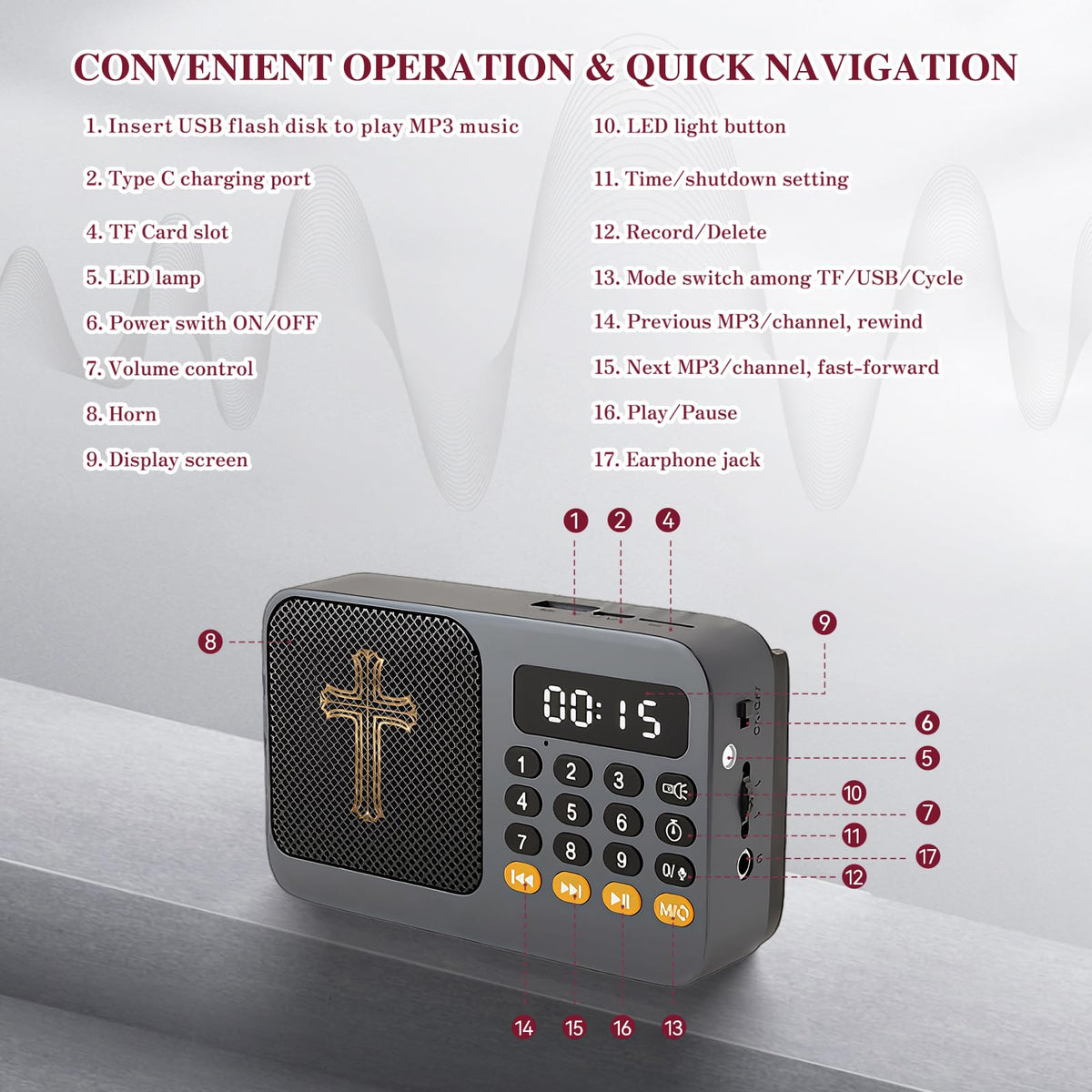 HomeBryllic display and control panel with chapter numbers visible for quick navigation