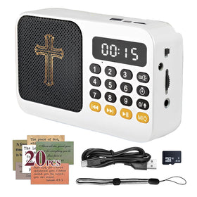 HomeBryllic front view of KJV player showing screen and controls, easy access to Scripture