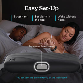 Homedics WakeBand app screenshot showing alarm setup for easy customized schedules