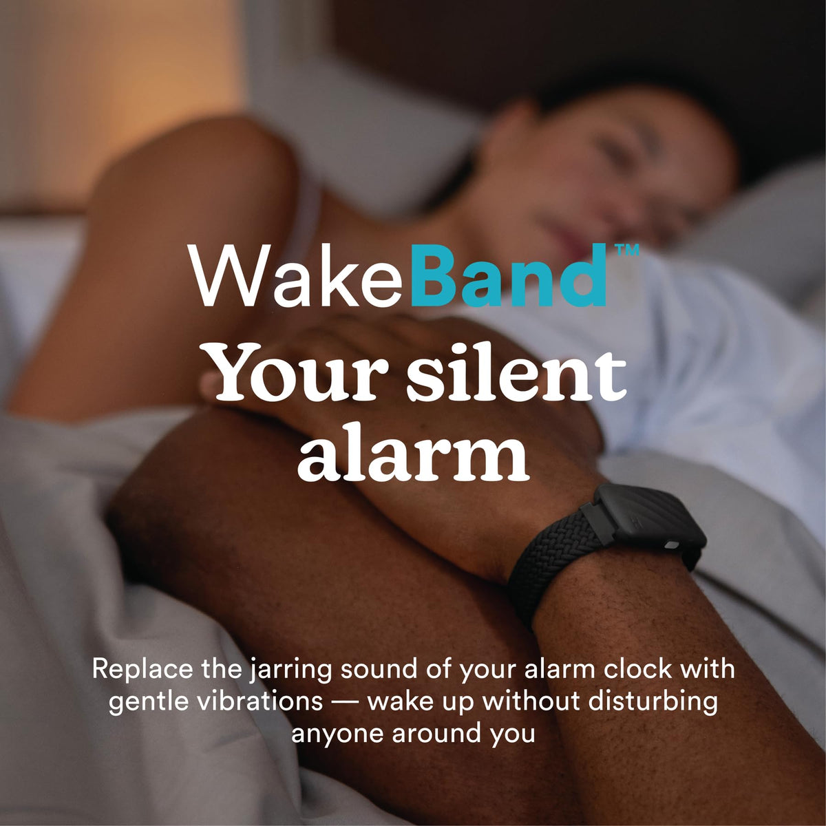 Homedics WakeBand close-up of vibration module highlighting discreet, comfortable profile