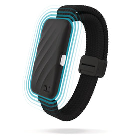 Homedics WakeBand front view showing sleek band and compact module for quiet waking