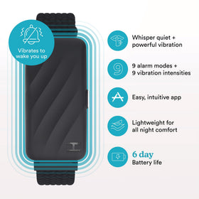 Homedics WakeBand magnetic charger connecting to band for fast, reliable recharging