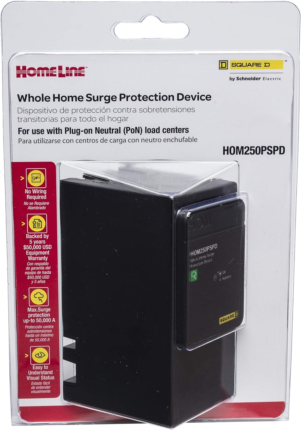 Homeline SPD designed for 120/240V residential panels.