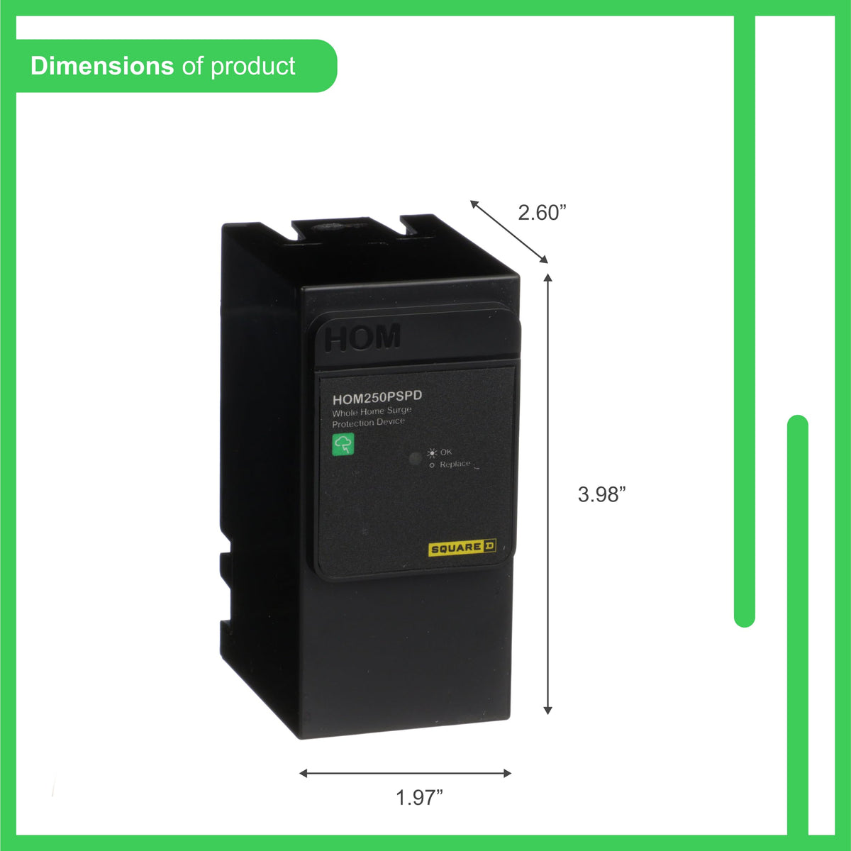 Square D Homeline 50kA SPD handles high-energy surges to protect devices.