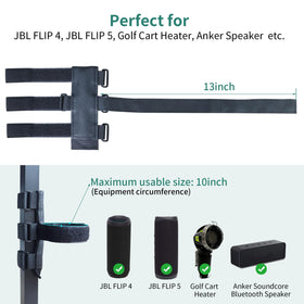 HomeMount adjustable strap wraps around cart rail for quick, tool-free setup
