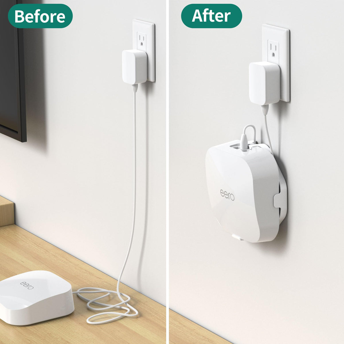 HomeMount eero Pro 6 cable management hides cables neatly.