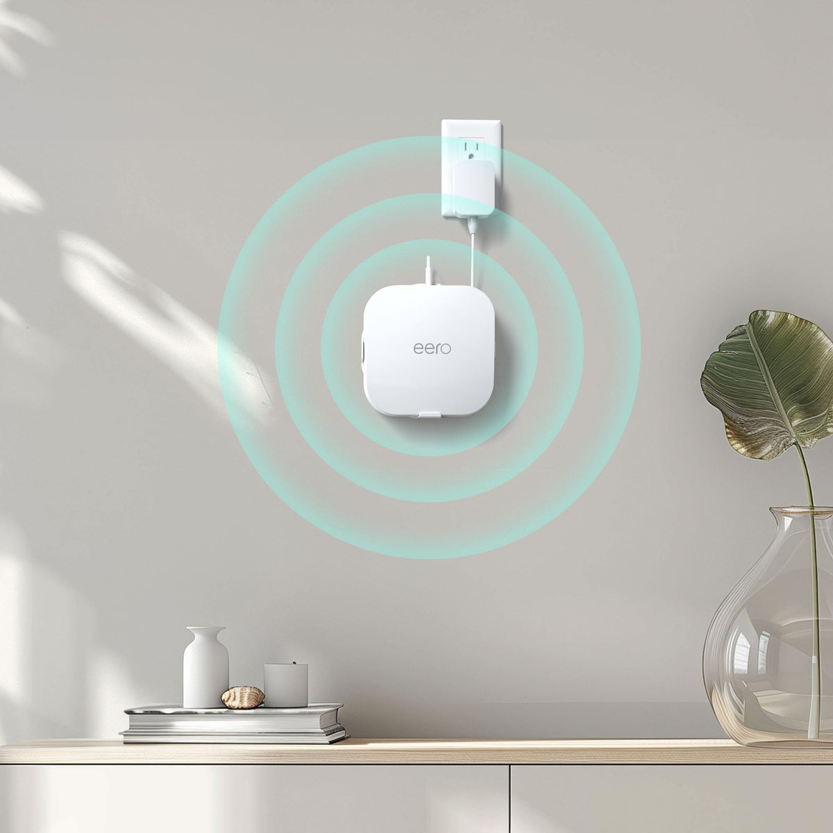 HomeMount next to eero Pro 6 showing exact fit and scale