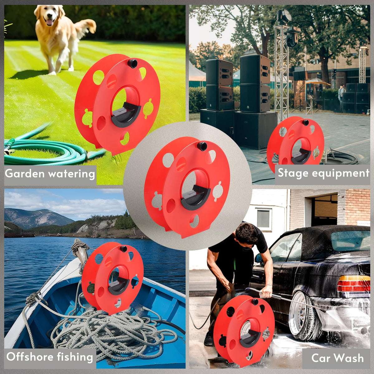Homeon Wheels durable reel protects cords from wear during outdoor tasks
