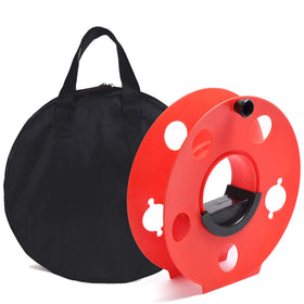 Homeon Wheels front view of red reel showing durable housing and portability benefits
