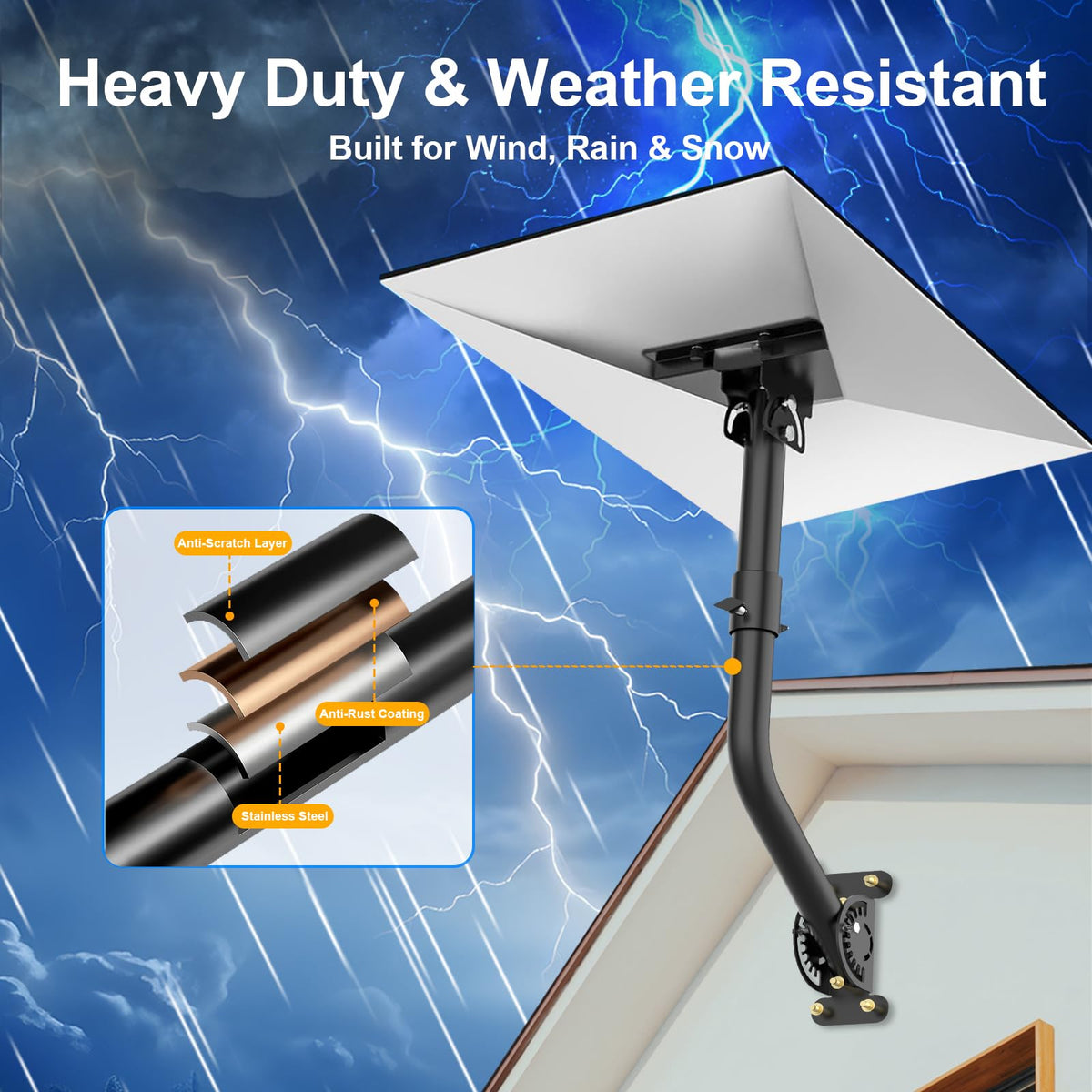 HOMESOLTRY installed on a shingled roof showing secure mounting and elevated dish
