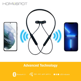 HomeSpot neckband earbuds with magnetic earbuds for tangle-free storage.