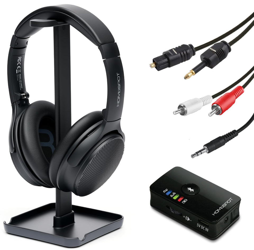 HomeSpot headphones front view showing cushioned earcups and clear controls for comfort