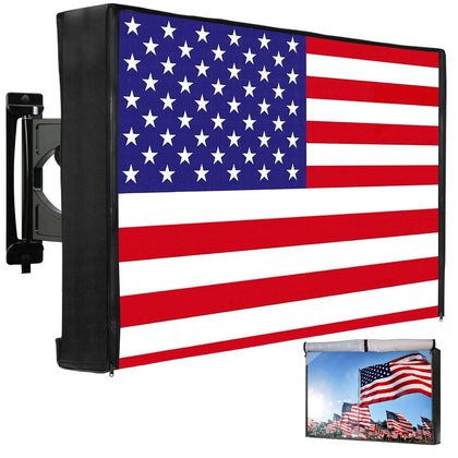 HOMEYA front view American Flag cover protecting outdoor TV, stylish protection