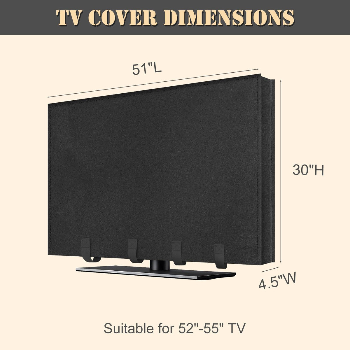HOMEYA Dust Cover uses high-density felt to block dust from the TV.