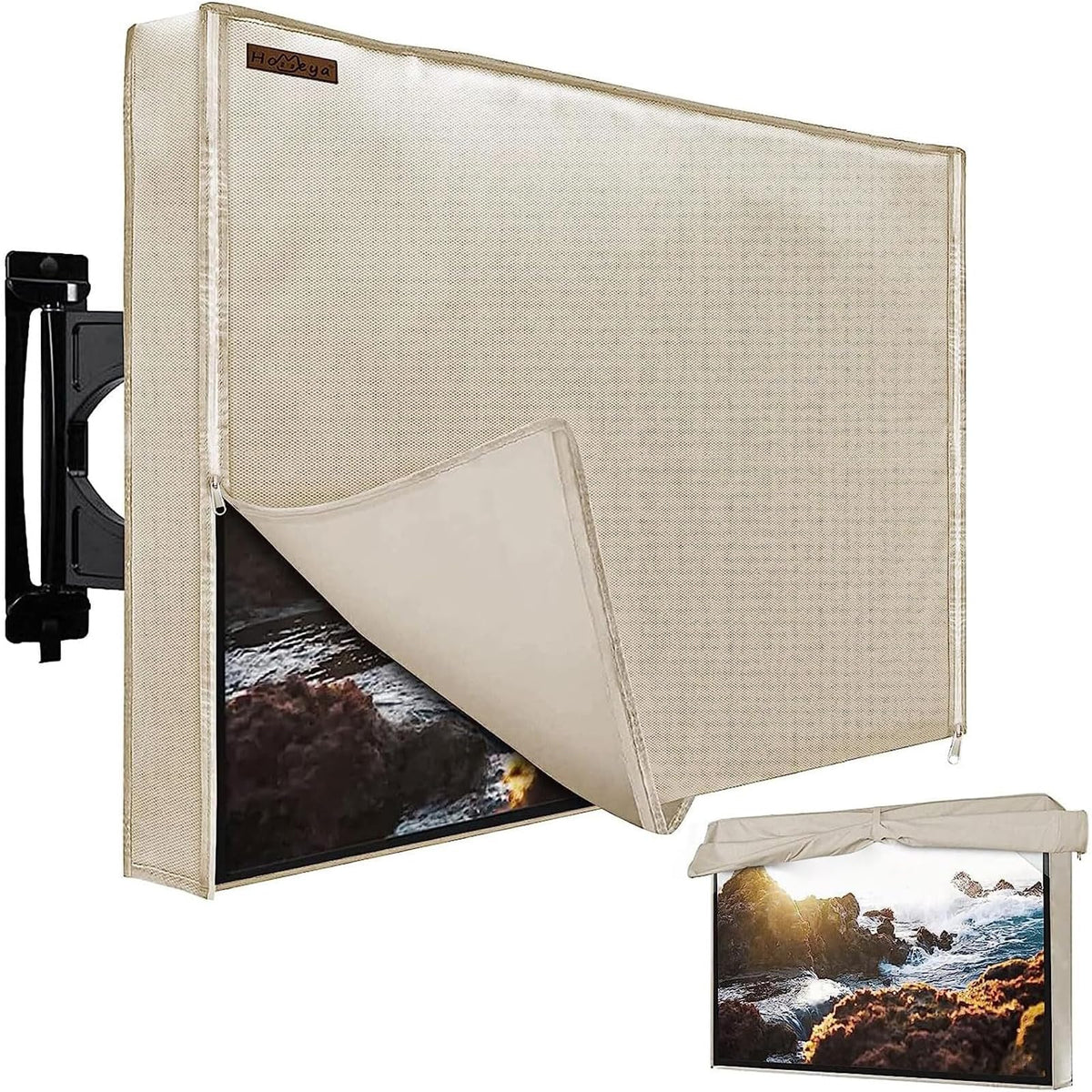 HOMEYA front view cover fitted on outdoor TV for full protection
