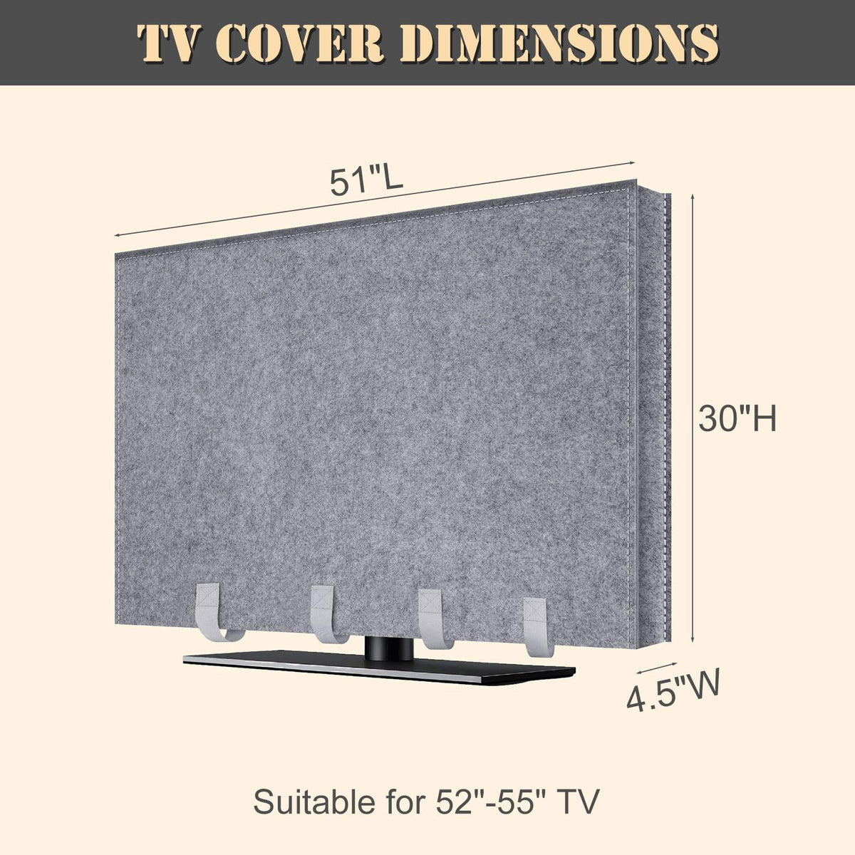 HOMEYA TV cover bottom strap secures a fixed fit during moves
