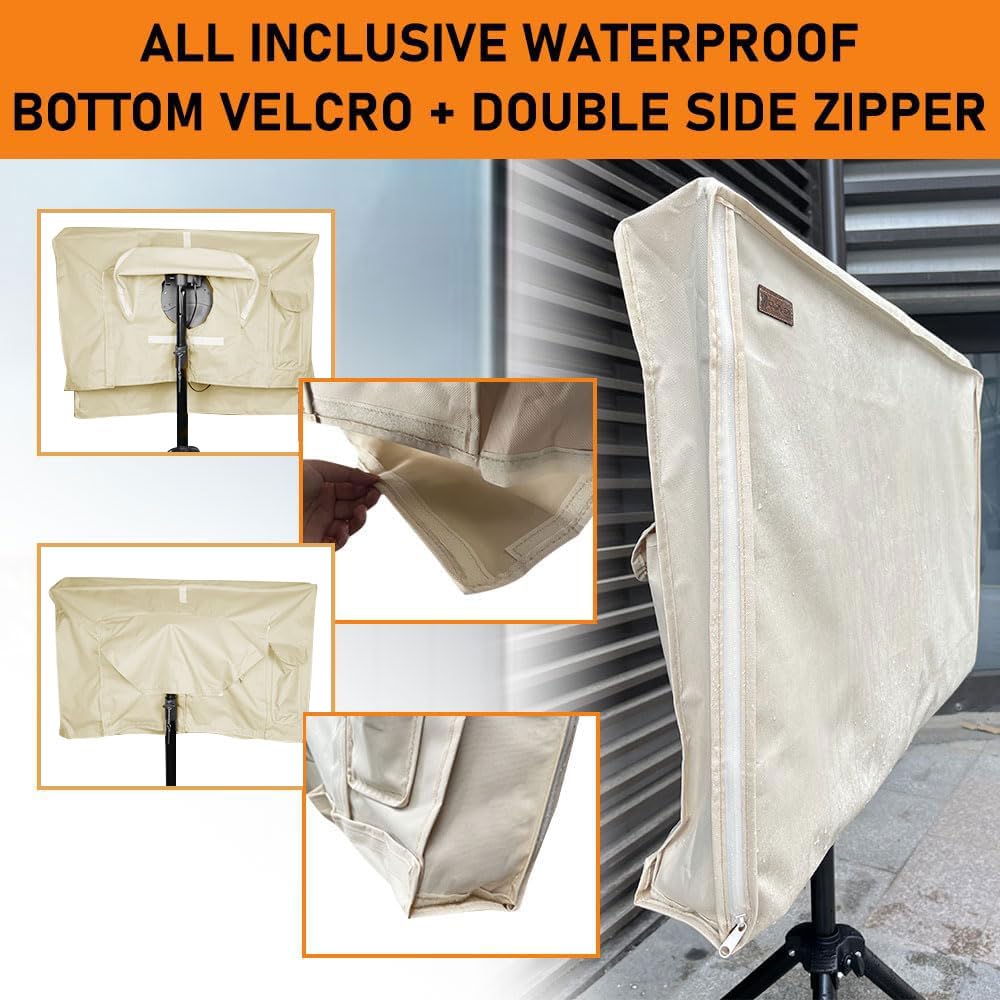 HOMEYA bottom Velcro seal displayed securing the cover against wind and rain