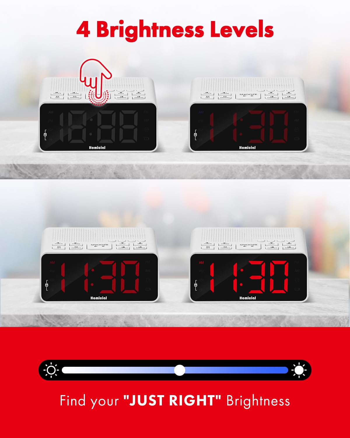 Homicial three LED colors displayed blue red green showing low-light comfort benefit